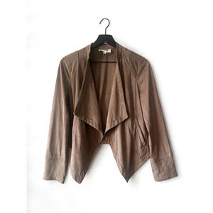 Jack by BB Dakota Faux Suede Taupe Waterfall Jacket S | Cozy Neutral Layer
